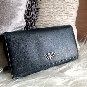 Prada Logo Plaque Continental Wallet ✨